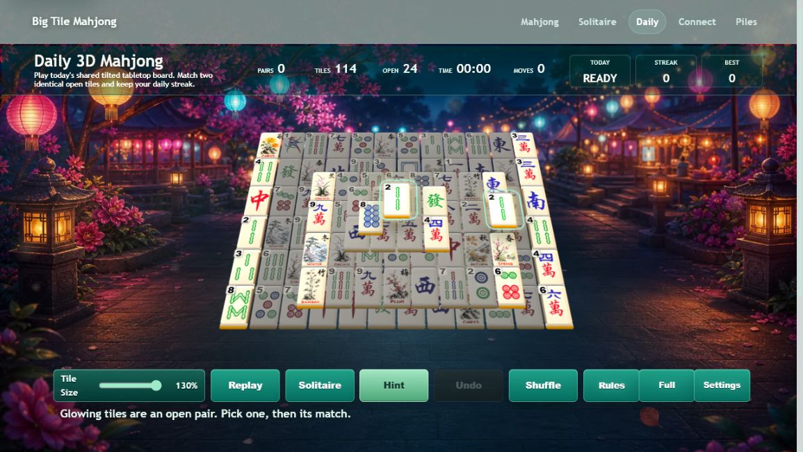 Daily Mahjong game board preview