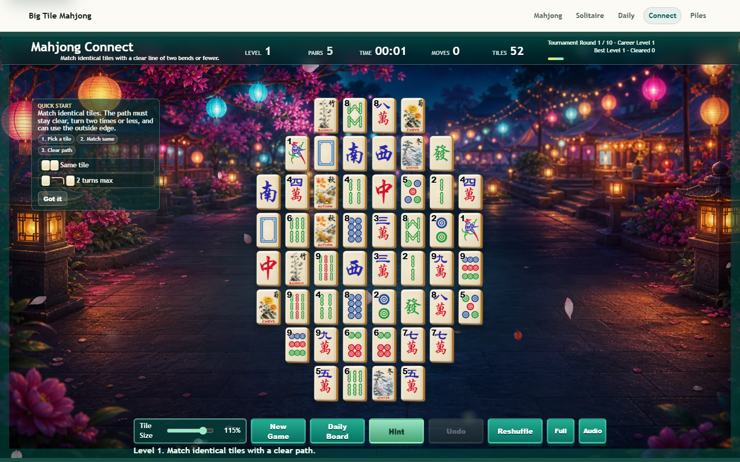 Mahjong Connect game board preview