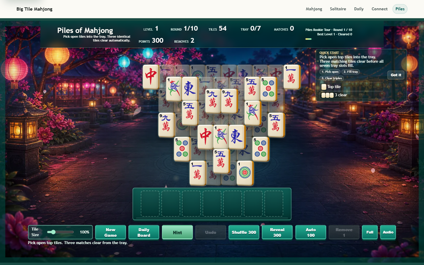 Piles of Mahjong tray matching game preview